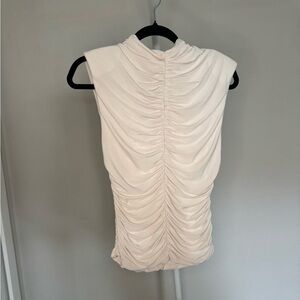 Naked Wardrobe Elegant Cream Ruched Sleeveless Top Womens size L